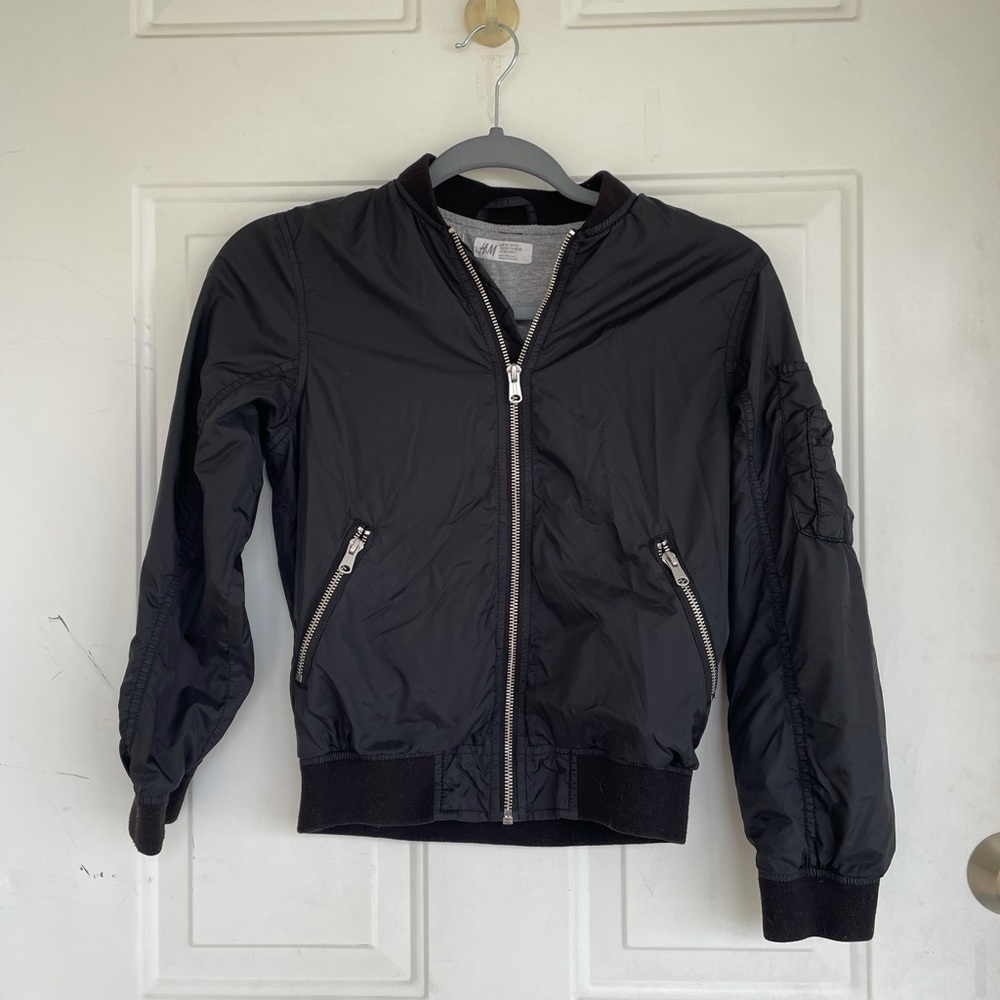 H&M Junior Boys 8-9Y Black Bomber Jacket